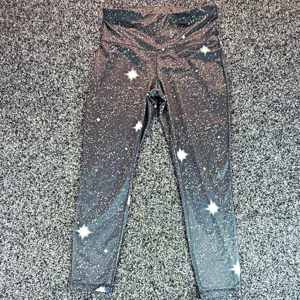 Xersion Women Black/White Galaxy Star High Rise Ankle Leggings Stretch M